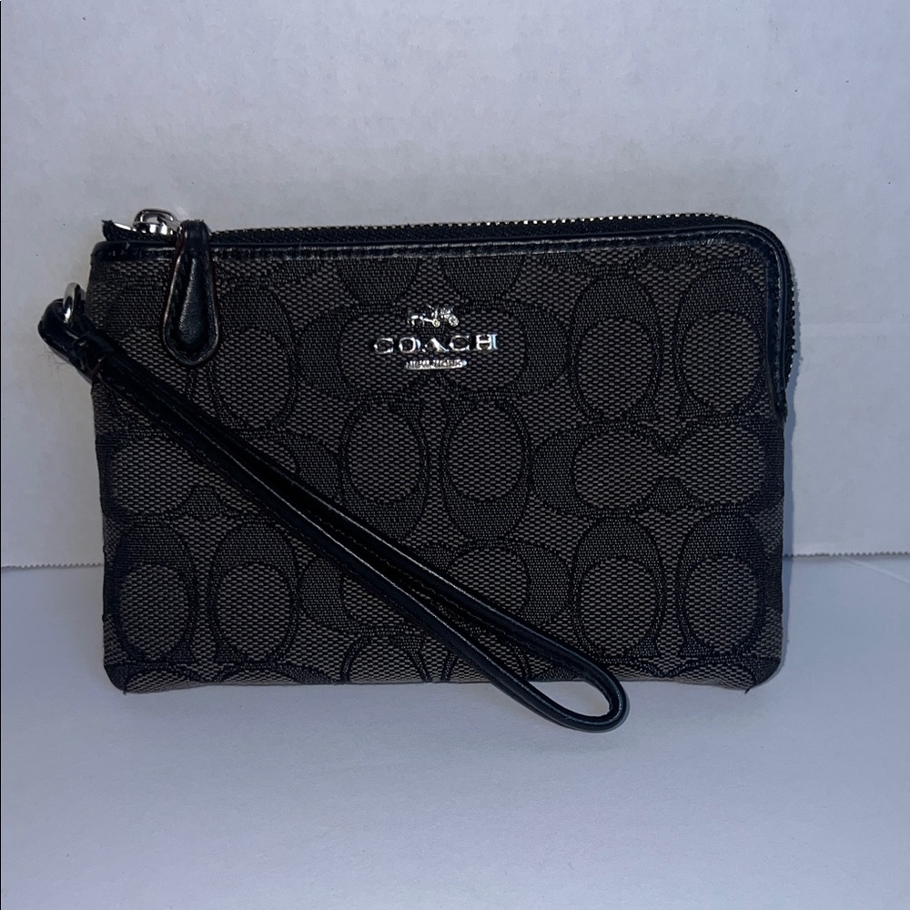 Coach Black Signature Canvas Wristlet with Detachable Strap